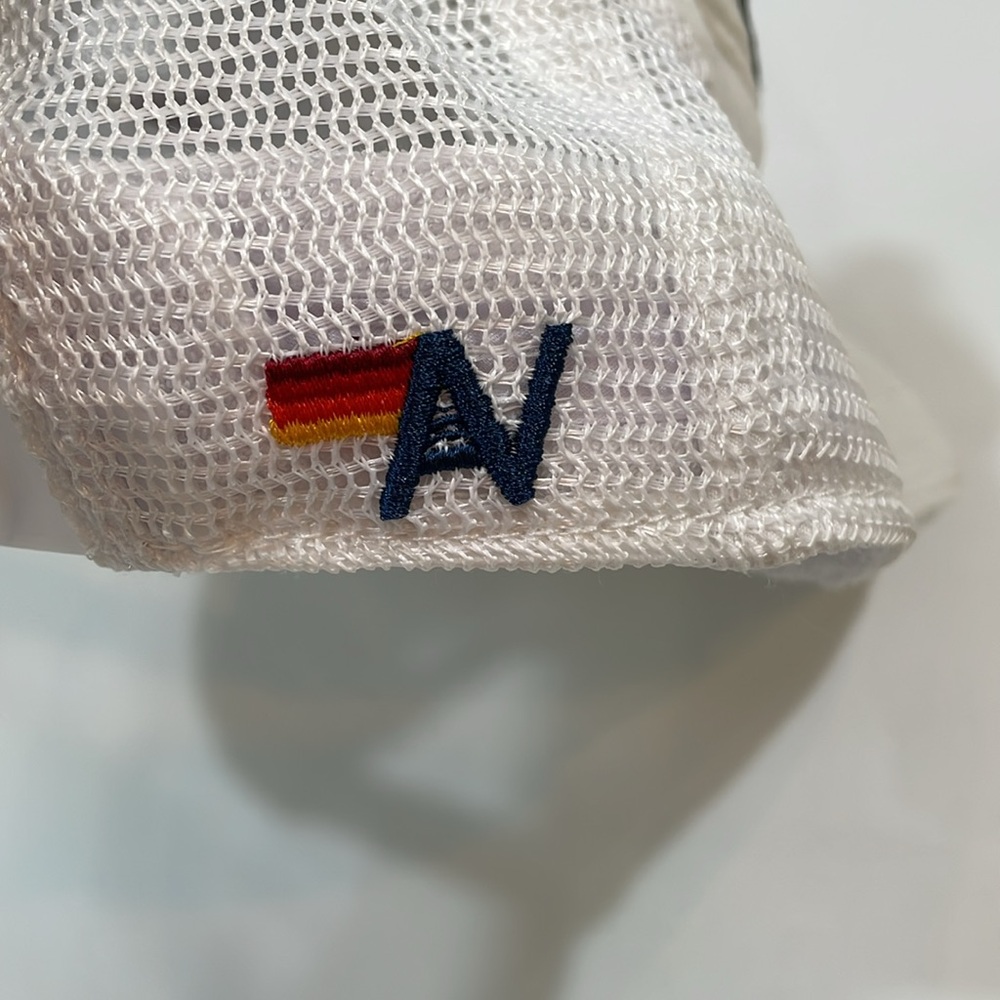 AVIATOR NATION WHITE CORDUROY SMILEY PATCH MESH TRUCKER HAT O/S EUC - Picture 6 of 8